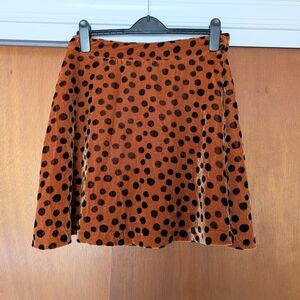Madewell Soft Velvet Stylish Brown Polka Dot Mini  Skirt Size 4
